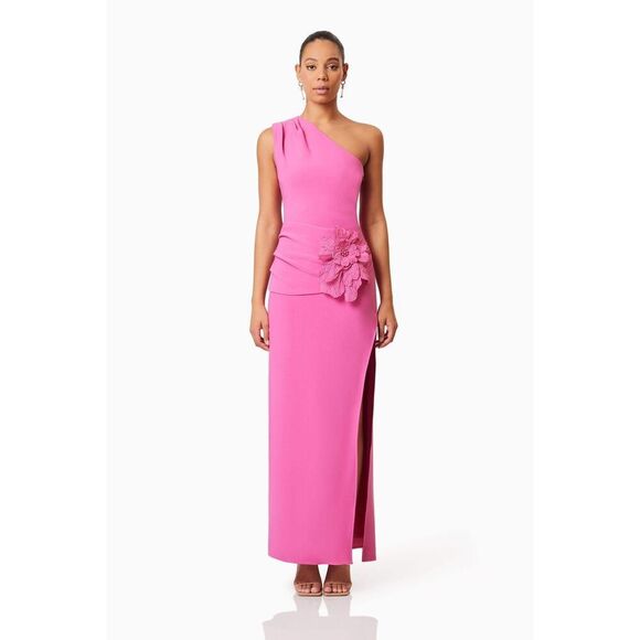ELLIATT Janelle One Shoulder Gown Pink Cocktail Dinner Date Wedding size XL NWT - Picture 3 of 7